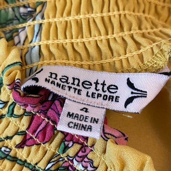 Nanette Lepore Yellow Floral Sleeveless Smock Neck Midi Dress size 4 - Picture 9 of 11